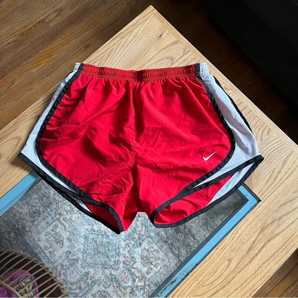 Nike Red Running Shorts with Black and White Trim